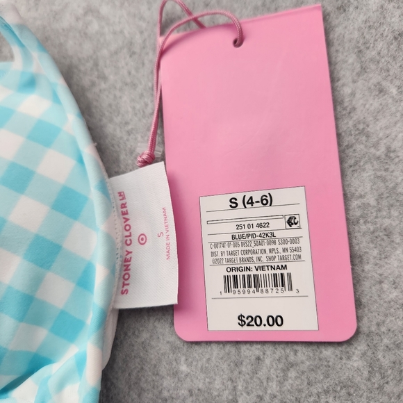 Stoney Clover Lane by Target Swim Top NWT Blue Gingham String Bikini Size Small - Picture 6 of 6